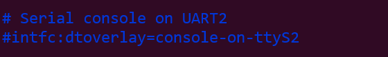 hw_intfc.confファイルの中身（console-on-ttyS2部分コメントアウト）