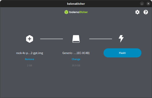 Balena Etcherの画面
